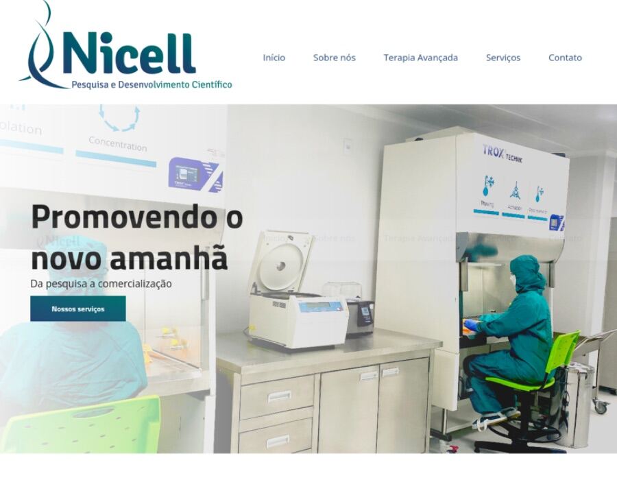 Site institucional da Nicell, desenvolvido pela Lynce